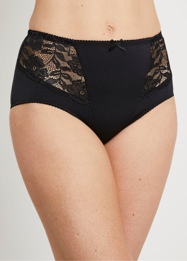 Culotte gainante maille microfibre et dentelle Noir