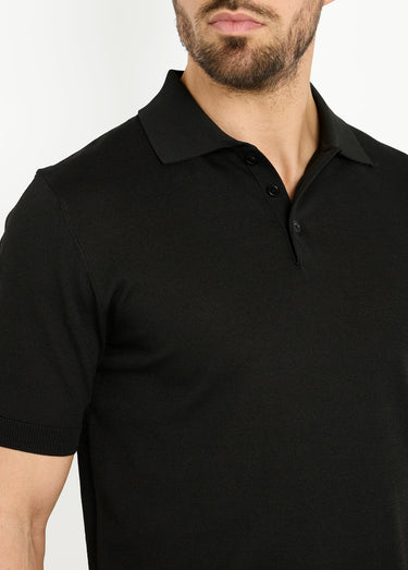 Polo en maille fine, manches courtes Noir