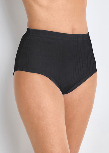 Culotte taille haute maille interlock côtelée - lot de 3 Noir Lot3