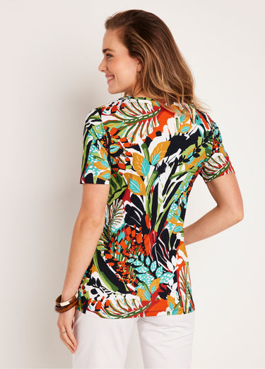 T-shirt manches courtes uni ou imprimé Paprika/Vert