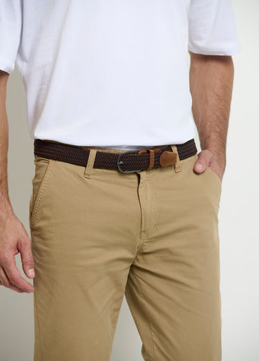 Ceinture taille unique extensible tressée Marron