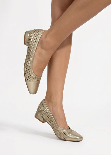 Ballerines métallisées, aspect tressé Dore