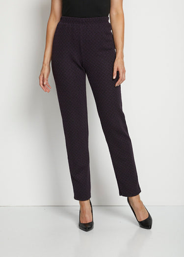 Legging droit ceinture élastiquée avec laine Prune/Noir