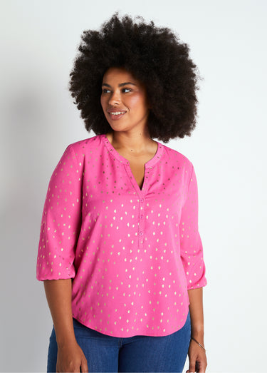 Tunique ample mi-longue manches 3/4 Rose