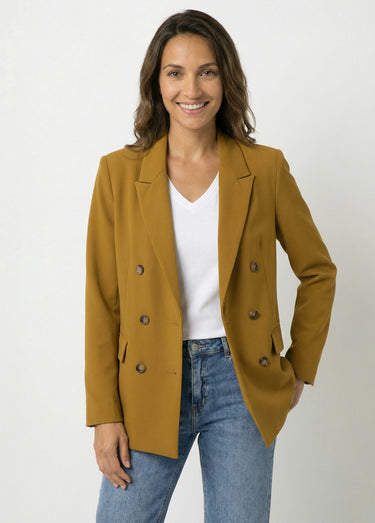 Veste blazer longue, double boutonnage Vert Olive