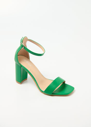 Sandales talon haut bout carré à brides Vert