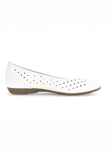 Ballerines cuir ajouré, antidérapantes Blanc