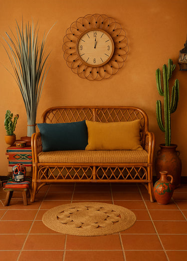 Tapis en jute ajourée forme ronde Naturel