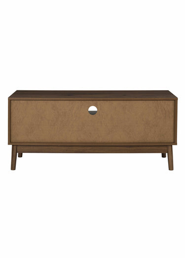 Meuble TV 2 portes en bois foncé rainuré Marron