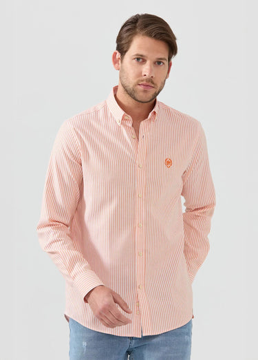Chemise rayée manches longues col boutonné Orange Raye