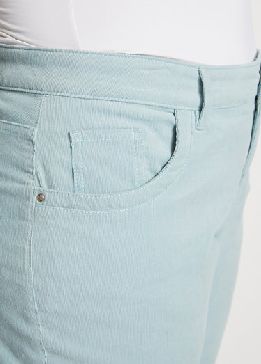 Pantalon 5 poches velours milleraies Vert d'eau
