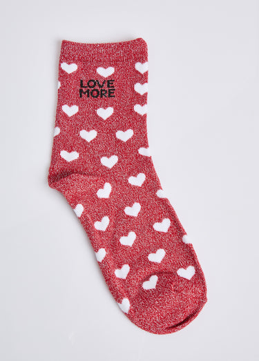 Chaussettes pailletées à message Rouge