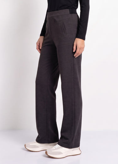 Pantalon droit taille semi élastiquée Uni Gris