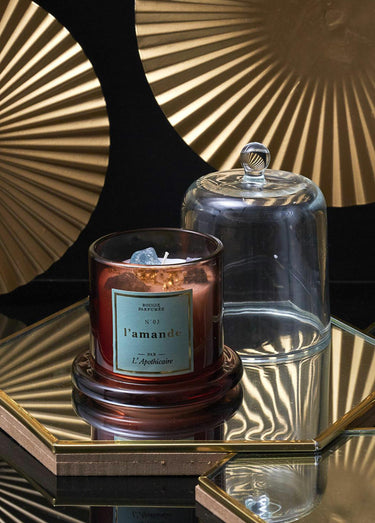 Bougie parfumée avec pierres + cloche Vert