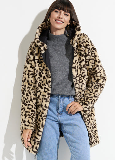 Parka réversible déperlant / léopard Noir/Leopard