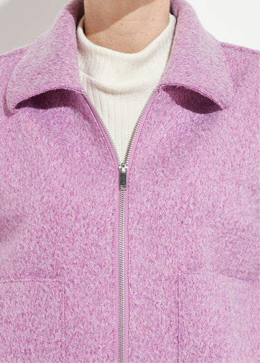 Blouson zippé tissu bouclette uni Parme