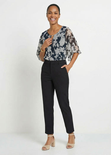 Pantalon fluide taille élastiquée Noir