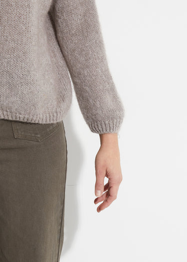 Gilet chaud col V en maille mohair Taupe