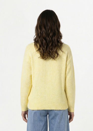 Gilet col rond en maille avec laine Jaune
