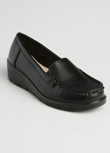 Mocassins avec semelle compensée fantaisie Noir