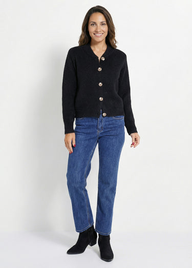 Gilet en maille col rond fantaisie Noir