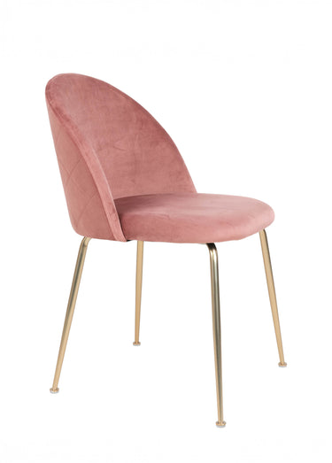 Chaises velours pieds aspect laiton 1R Rose