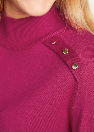 Pull fin col montant jersey uni avec laine mérinos Cassis