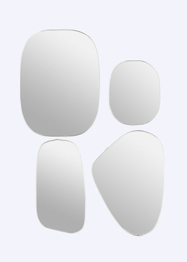 Set de 4 miroirs assortis, forme galet Blanc