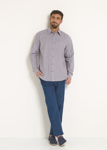 Chemise manches longues coton Oxford Gris