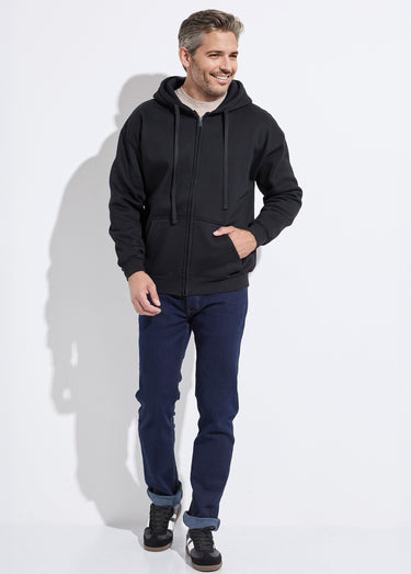 Sweat shirt zippé avec poche kangourou Noir