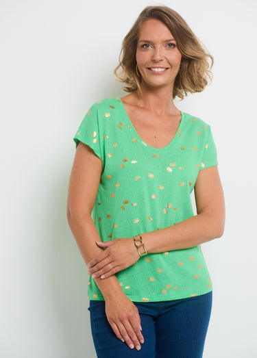 T-shirt manches courtes motif métallisé Vert