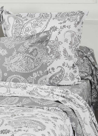 Drap housse pur coton motifs PERSE Gris