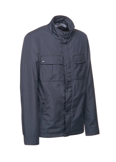 Veste col montant poches plaquées Marine