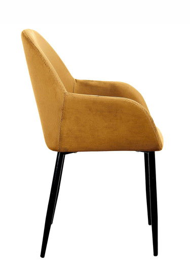 Set 2 Fauteuils velours cotelé, pieds métal Jaune Moutarde