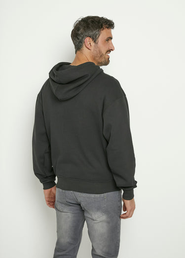 Sweat molletonné à capuche, poche ventrale Noir