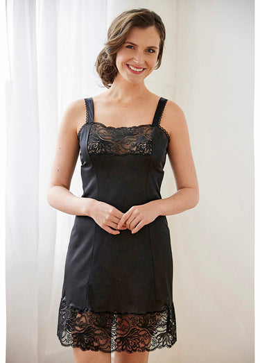 Fond de robe maille satinée antistatique 90cm Noir