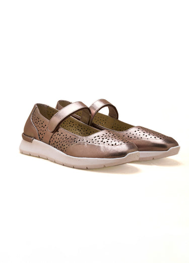 Ballerines à brides en cuir perforé Bronze