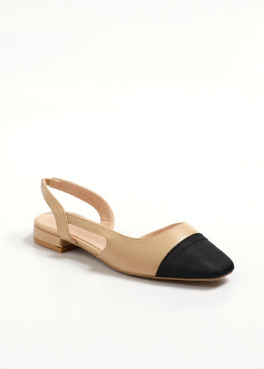 Ballerines bicolores ouvertes au talon Rose Nude