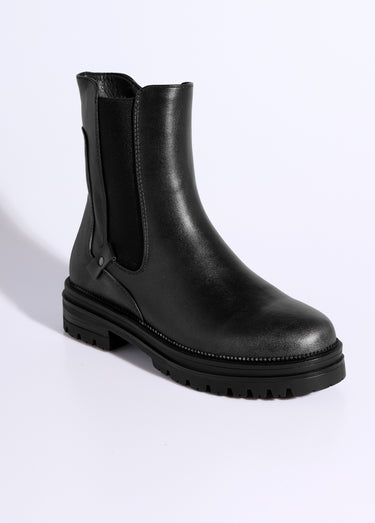 Boots Chelsea montantes semelle crantée Noir