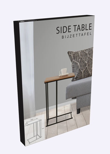 Table d'appoint métal bois, forme épurée Bois Clair