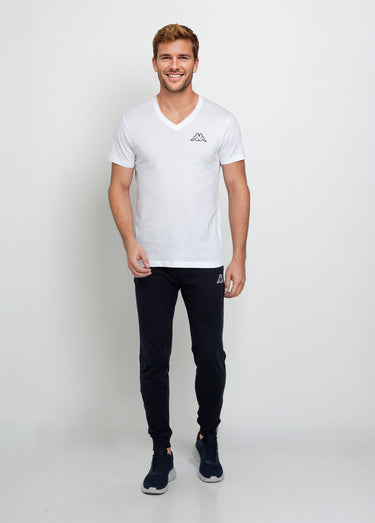 T-shirt col V manches courtes assortis Blanc