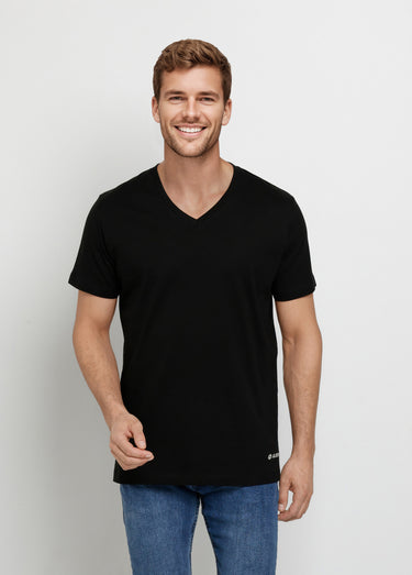 T-shirts col V manches courtes, essentiel Noir