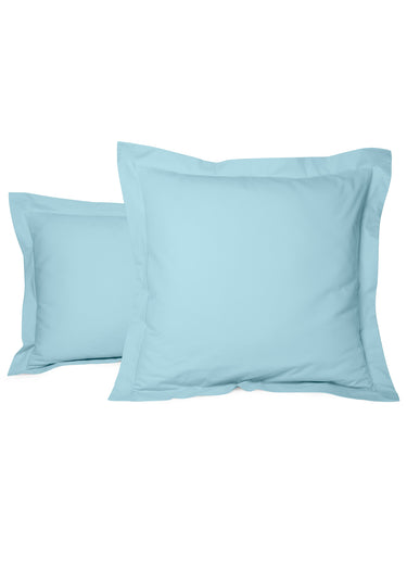 Taie d'oreiller unie percale de coton Bleu Horizon