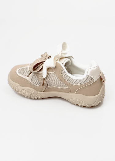 Sneakers multimatières + 2 paires lacets Kaki /taupe
