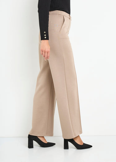 Pantalon structuré de ville maille milano unie Beige