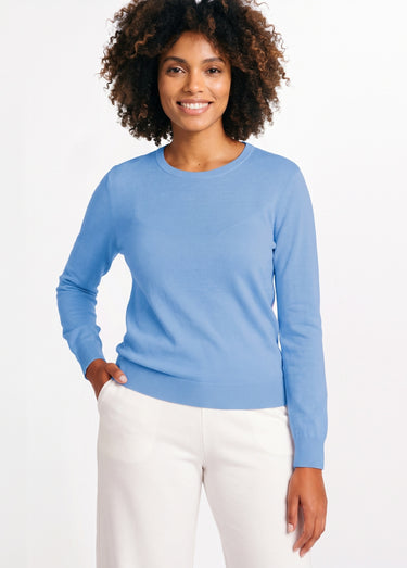 Pull laine mérinos manches longues Bleu Nuage