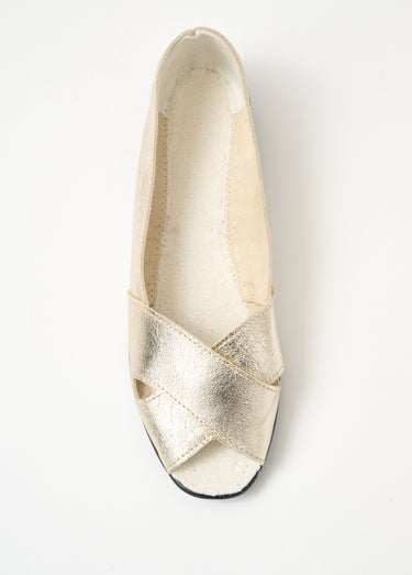 Sandales bout ouvert cuir Dore