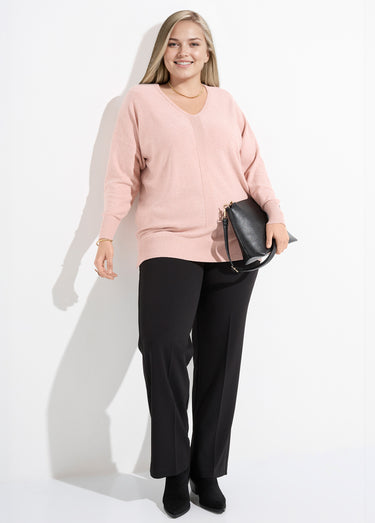 Pull maille fine jauge avec mini sequins Rose Clair