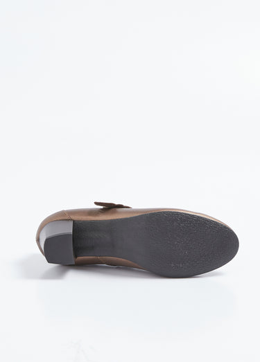 Escarpins à talon largeur confort scratchés cuir Bronze