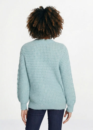 Pull chaud col rond maille moelleuse fantaisie Vert